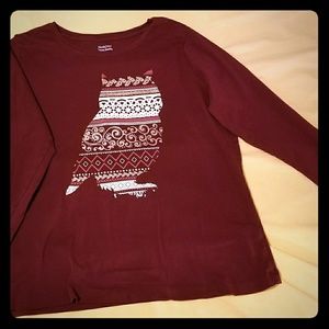 Maroon, long-sleeve, shirt